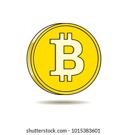 Golden bitcoin digital cryptocurrency, vector illustration