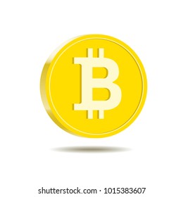 Golden bitcoin digital cryptocurrency, vector illustration