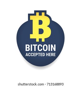 Golden bitcoin digital currency, accepted here text