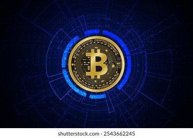 Golden bitcoin digital currency , futuristic digital money	