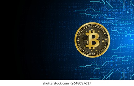 Moeda digital bitcoin dourada , dinheiro digital futurista	
