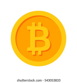 Golden bitcoin icon for cryptocurrency, virtual currency, digital money, ecash