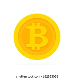 Golden bitcoin icon for cryptocurrency, virtual currency, digital money, ecash. Vector illustration.