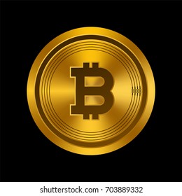 golden bitcoin icon object