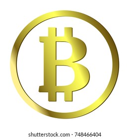 Golden Bitcoin Icon. Vector.