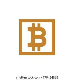 Golden Bitcoin Logo Design Vector Icon Template