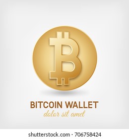 golden bitcoin symbol. vector illustration - eps 10