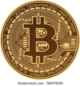 Golden bitcoin vector isolated on a white background logo 3d gold icon single 