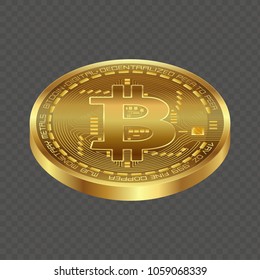 Golden bitcoin vector symbol. Cryptocurrency sign