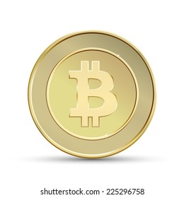Bitcoin dorado. Moneda virtual. Ilustración del vector