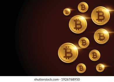 goldener Hintergrund bei Bitcoins mit Textraum