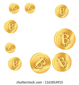 Golden bitcoins border. Vector illustration
