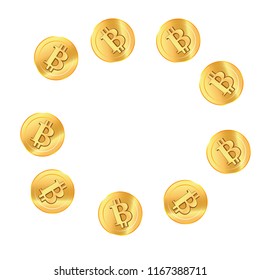 Golden bitcoins border. Vector illustration