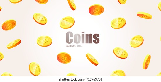 Golden bitcoins icon for cryptocurrency, virtual currency, digital money, ecash. Crypto currency symbol and coin image for using in web projects or mobile applications.  Isolated vector illustration