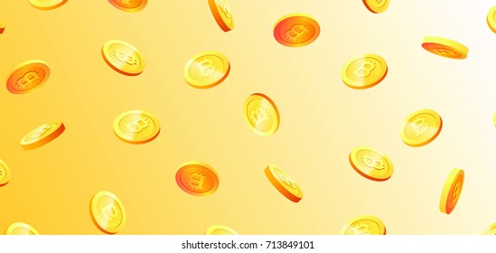 Golden bitcoins icon for cryptocurrency, virtual currency, digital money, ecash. Crypto currency symbol and coin image for using in web projects or mobile applications.  Isolated vector illustration