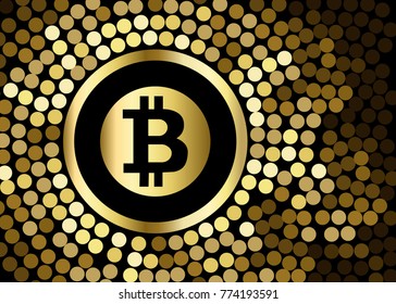 Golden bitcoins icon for cryptocurrency, virtual currency, digital