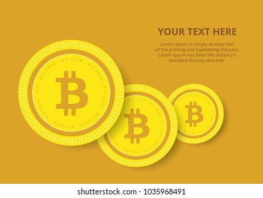 Golden Bitcoins and New Virtual money concept, 3d rendering isolated on white background. Stacks of many gold coins with icon