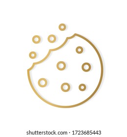 icono de galleta mordida dorada - ilustración vectorial
