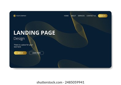Golden and black abstract landing page.