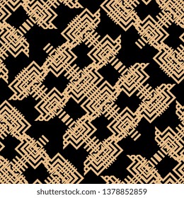 golden black Art Deco Vector illustration. Retro seamless wallpaper pattern. Vintage gray, black and white backgrounds with geometric and simple floral elements