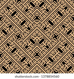 golden black Art Deco Vector damask seamless retro pattern background oriental spiral check cross lattice tracery frame line
