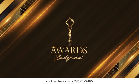 Golden Black Award Background. Jubilee Night Decorative Invitation. Stage Graphics. Wedding Entertainment Night. Elegant Luxury Lights Elegant Shine Modern Template Certificate. Wave Lines Shining. 