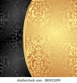 golden and black background with antique pattern