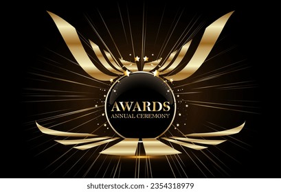 Golden black background of the award. Stunning luxury graphics.