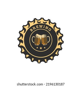 golden and black beer cap for brewing company.