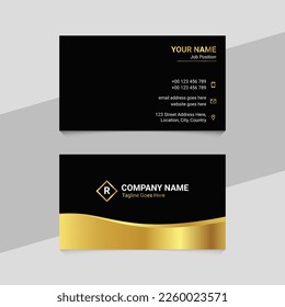 Golden Black Business Card Template Design with Unique Layout