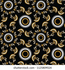 golden and black Circle Flower Pattern 