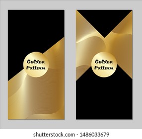 Golden and Black Covers with Form. Two Dark Vertical Covers with Gold Background.