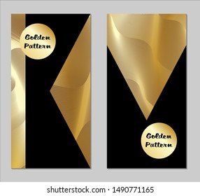 Golden and Black Covers with Form. Two Dark Vertical Covers with Gold Background.