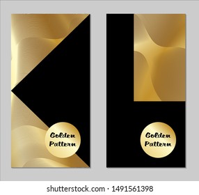 Golden and Black Covers with Form. Two Dark Vertical Covers with Gold Background.