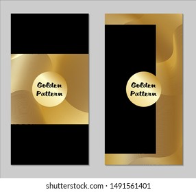 Golden and Black Covers with Form. Two Dark Vertical Covers with Gold Background.