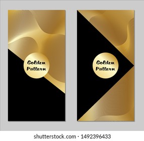 Golden and Black Covers with Form. Two Dark Vertical Covers with Gold Background.