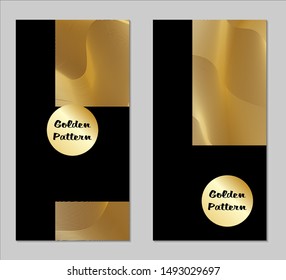 Golden and Black Covers with Form. Two Dark Vertical Covers with Gold Background.