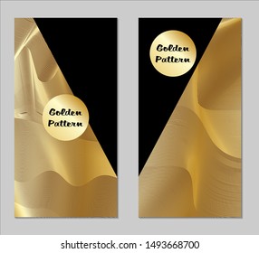 Golden and Black Covers with Form. Two Dark Vertical Covers with Gold Background.