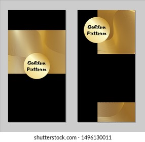 Golden and Black Covers with Form. Two Dark Vertical Covers with Gold Background.
