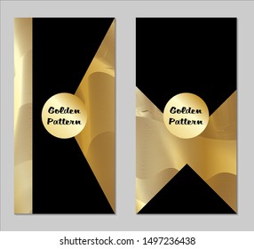 Golden and Black Covers with Form. Two Dark Vertical Covers with Gold Background.