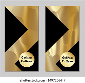 Golden and Black Covers with Form. Two Dark Vertical Covers with Gold Background.