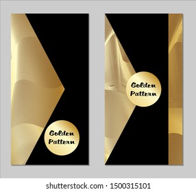 Golden and Black Covers with Form. Two Dark Vertical Covers with Gold Background.