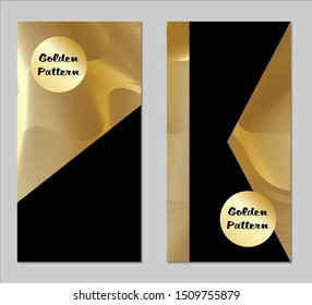 Golden and Black Covers with Form. Two Dark Vertical Covers with Gold Background.