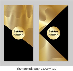 Golden and Black Covers with Form. Two Dark Vertical Covers with Gold Background.