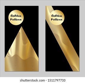 Golden and Black Covers with Form. Two Dark Vertical Covers with Gold Background.