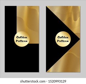 Golden and Black Covers with Form. Two Dark Vertical Covers with Gold Background.