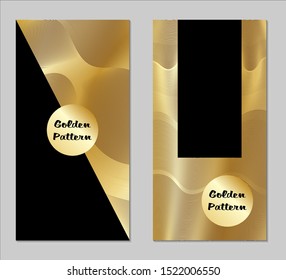 Golden and Black Covers with Form. Two Dark Vertical Covers with Gold Background.