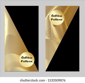 Golden and Black Covers with Form. Two Dark Vertical Covers with Gold Background.