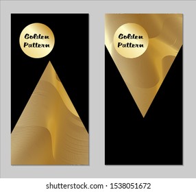 Golden and Black Covers with Form. Two Dark Vertical Covers with Gold Background.