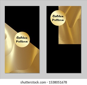 Golden and Black Covers with Form. Two Dark Vertical Covers with Gold Background.